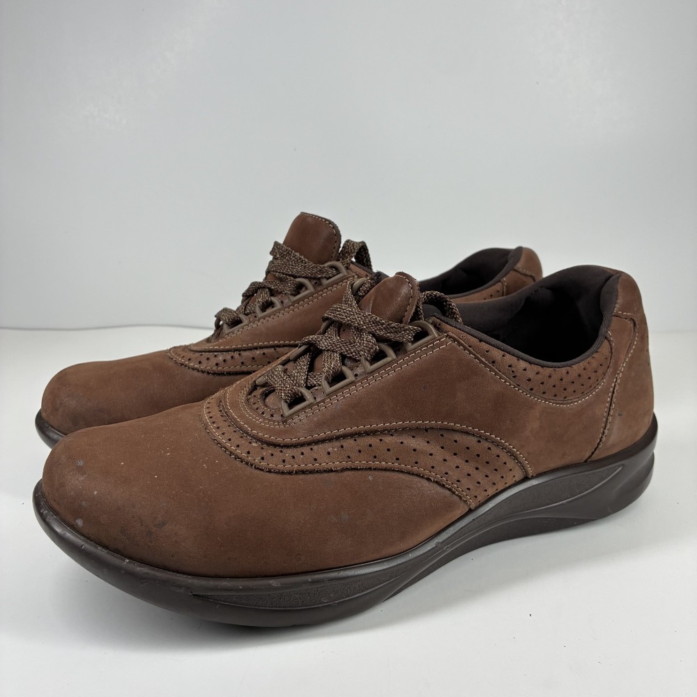 SAS Walk Easy Women's US 11W Brown Leather Tripad Comfort Lace-Up Walking Shoes